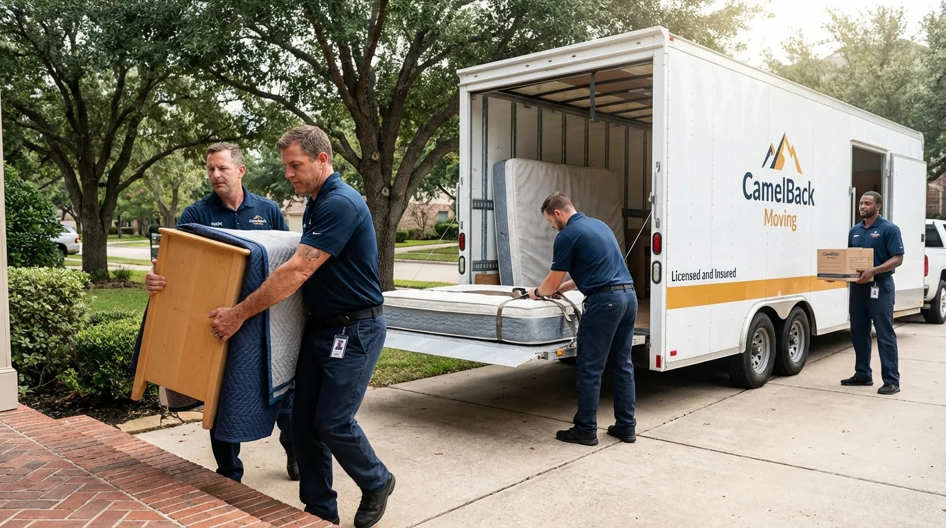 Crew loading residential truck for cross-state move from Waianae, HI