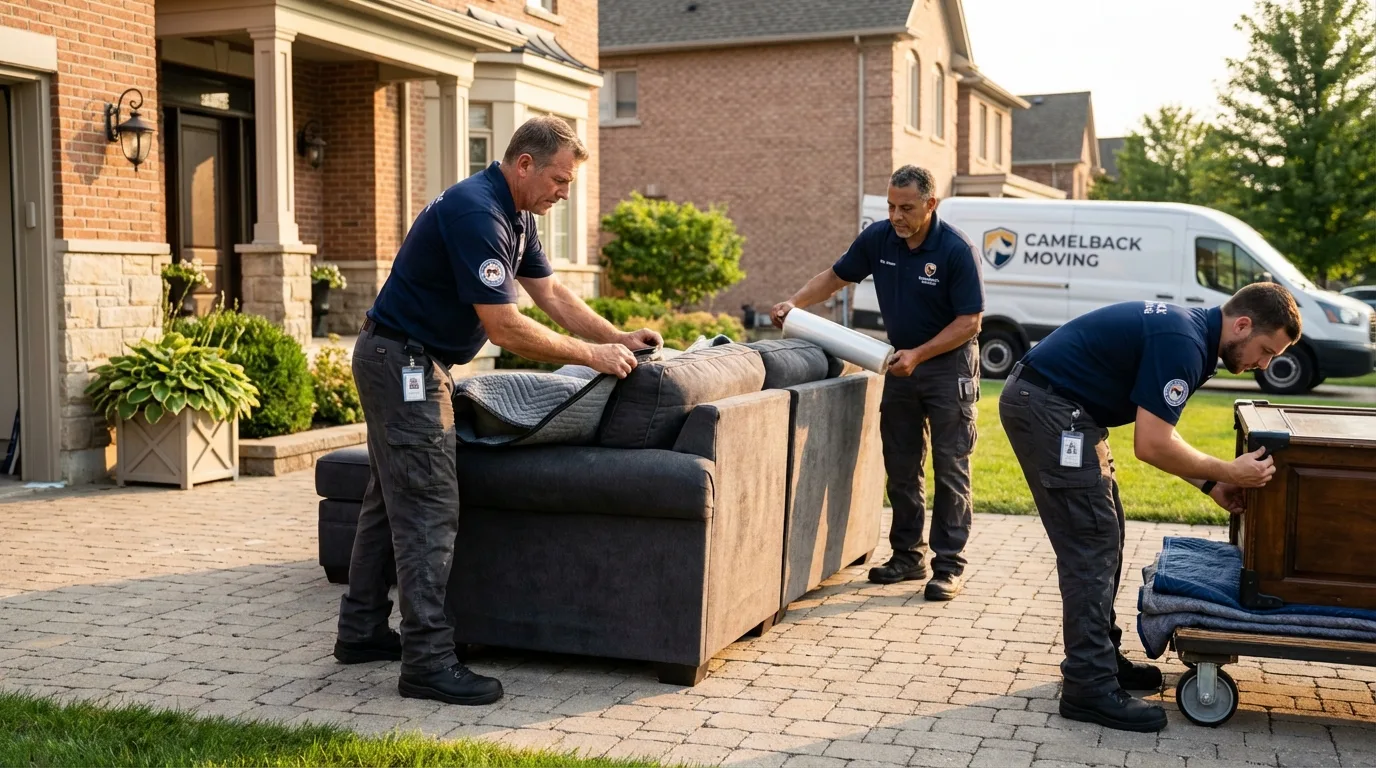 Large estate moving crew wrapping furniture in Waianae, HI